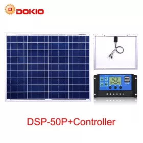   DokioSolar 50W-os Polikristályos napelem tábla + 20A töltésvezérlővel