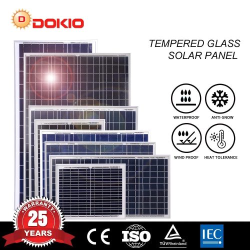 DokioSolar 50W-os Polikristályos napelem tábla + 20A töltésvezérlővel