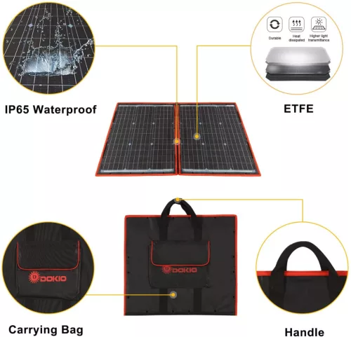 DokioSolar hordozható naperőmű monokristályos napelem tábla 110W univerzális használatra