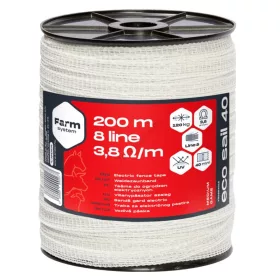   ECO SAIL 40 villanypásztor szalag, fehér, 3,8  Ω/m, 120kg, 200m, 40mm