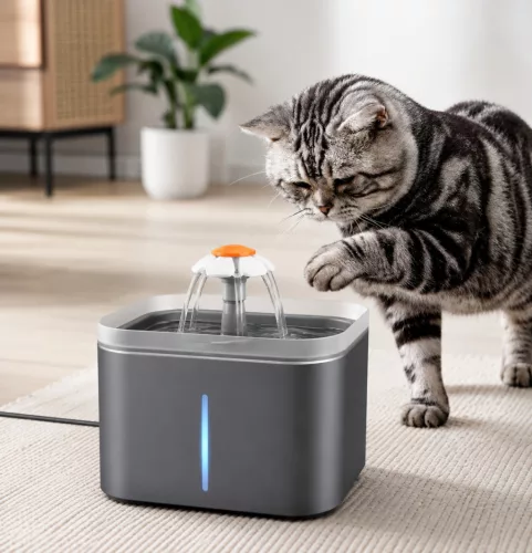 AquaPet automata Ivókút macskáknak és kutyáknak – 2 L, Virágos Itató, Csendes USB szökőkút
