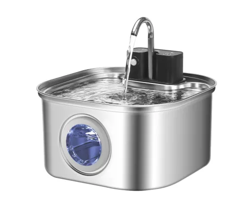 AquaFlow Pro – Rozsdamentes Acél Automata, szenzoros Itatókút kutyáknak és macskáknak beépített akkumulátorral
