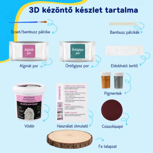Páros Kézlenyomat Készítő Szett – 3D Emléköntő készlet pároknak facsonk talapzattal